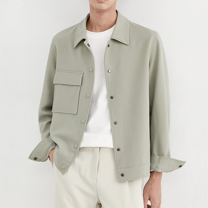 Herren Oversize-Utility-Jacke mit aufgesetzter Brusttasche und Druckknopfleiste Drune