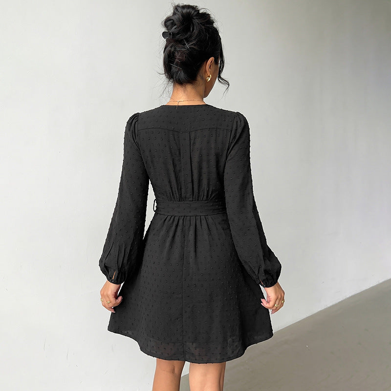 Damen Wickelkleid mit Puffärmeln Drune