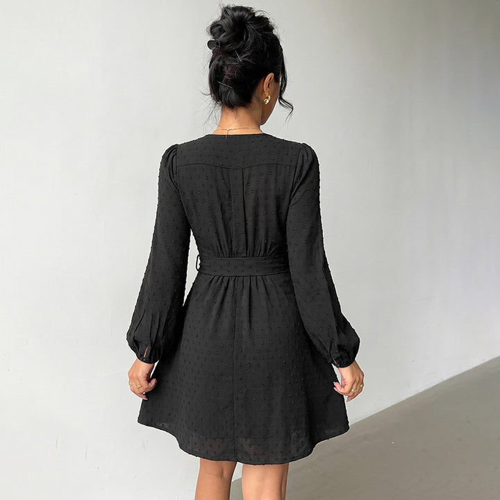 Damen Wickelkleid mit Puffärmeln Drune