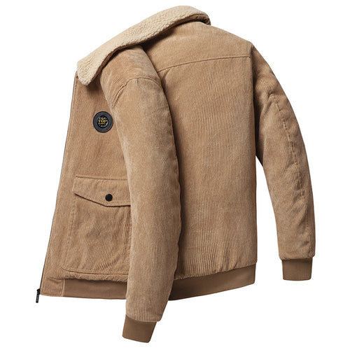 Herren Cord-Blouson im Pilotenlook mit Teddykragen, wattierter Innenfütterung und Pattentaschen Drune