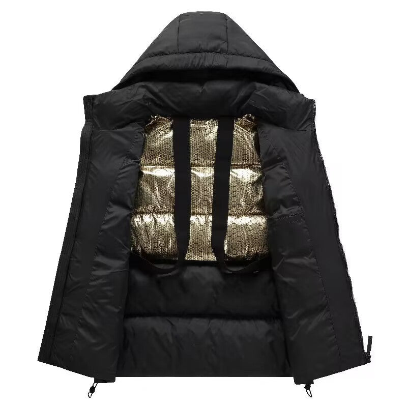 Herren Volumen-Steppjacke mit Kapuze, wasserabweisender Shell und Kordelzug Drune