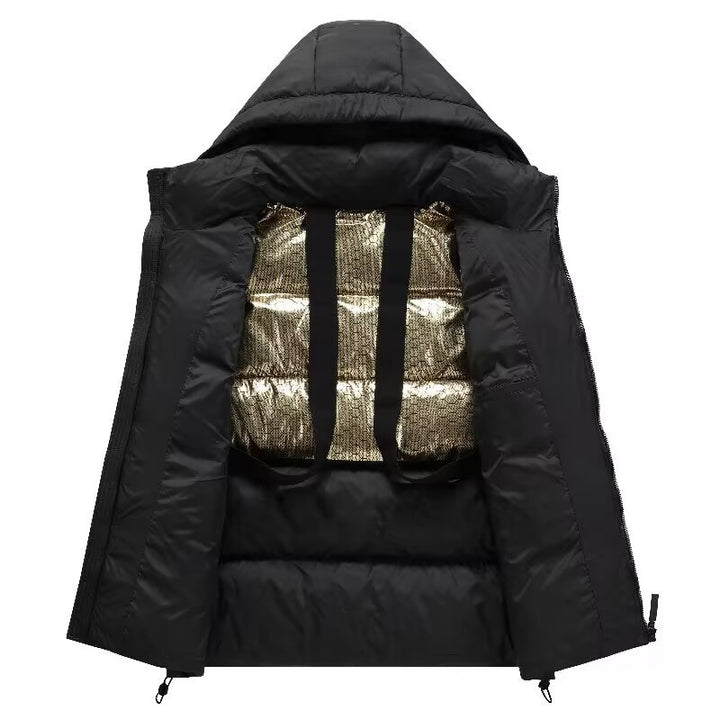 Herren Volumen-Steppjacke mit Kapuze, wasserabweisender Shell und Kordelzug Drune