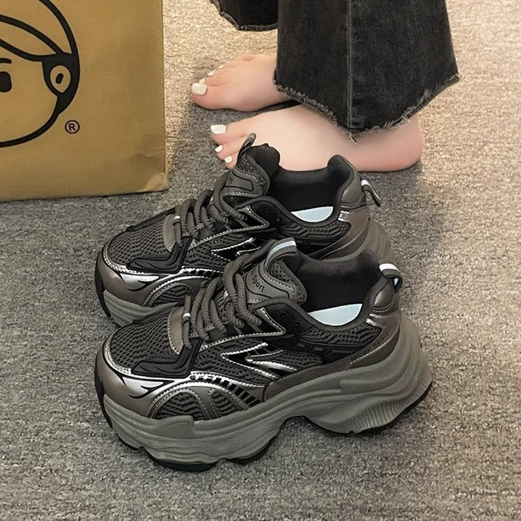 Damen Trendige Chunky Sneakers mit atmungsaktivem Mesh und starker Dämpfung Drune