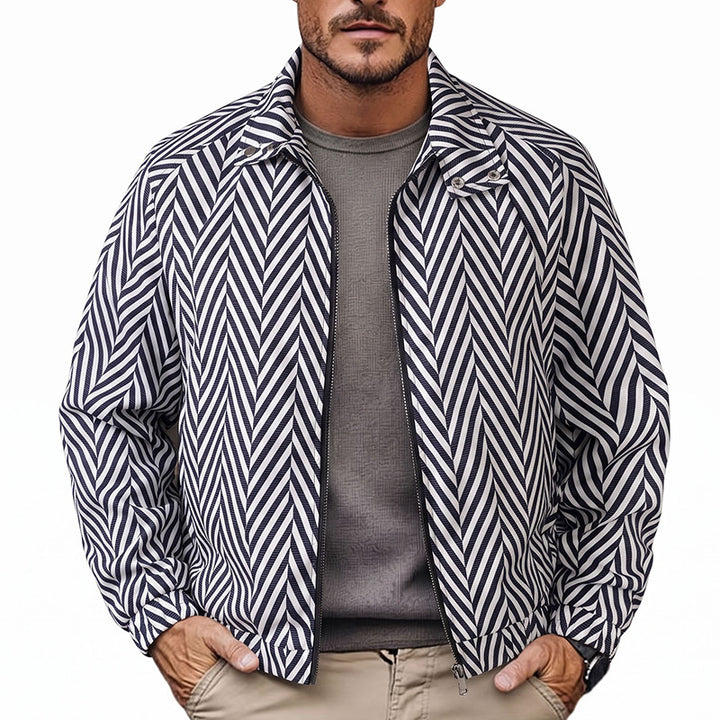 Herren Modische Freizeitjacke mit Streifenmuster Drune