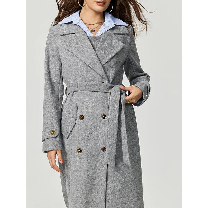 Damen eleganter Wollmantel mit doppelter Knopfleiste und lässigem Schnitt Drune