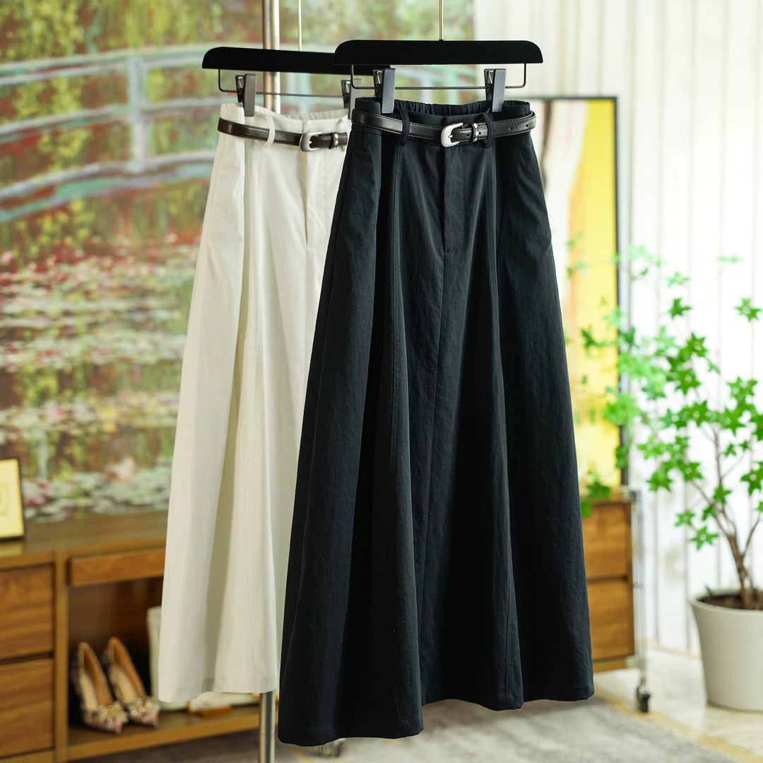 Damen Eleganter Maxirock mit Taillengürtel Drune