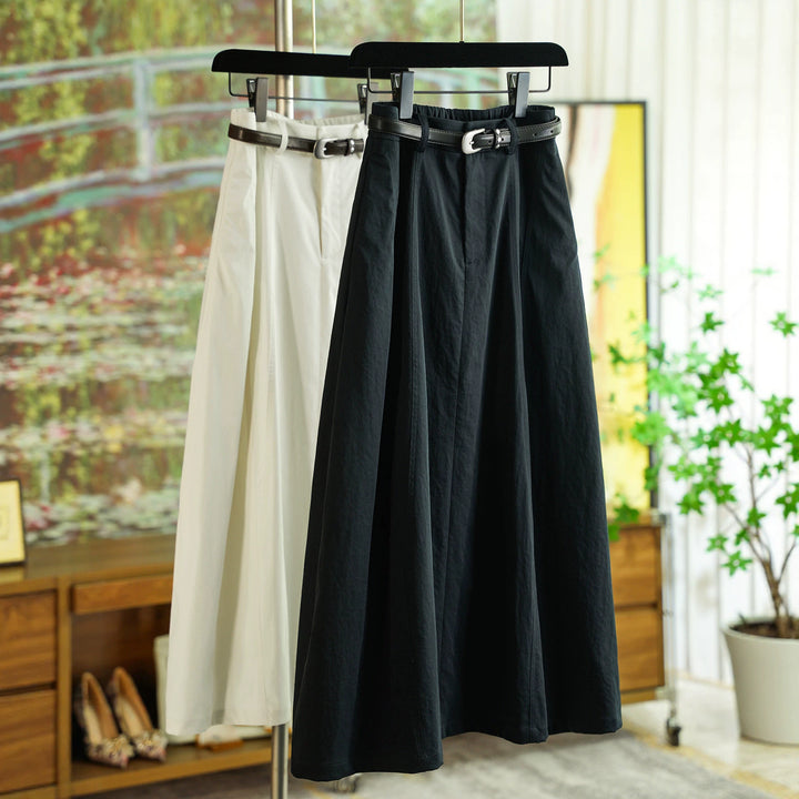 Damen Eleganter Maxirock mit Taillengürtel Drune