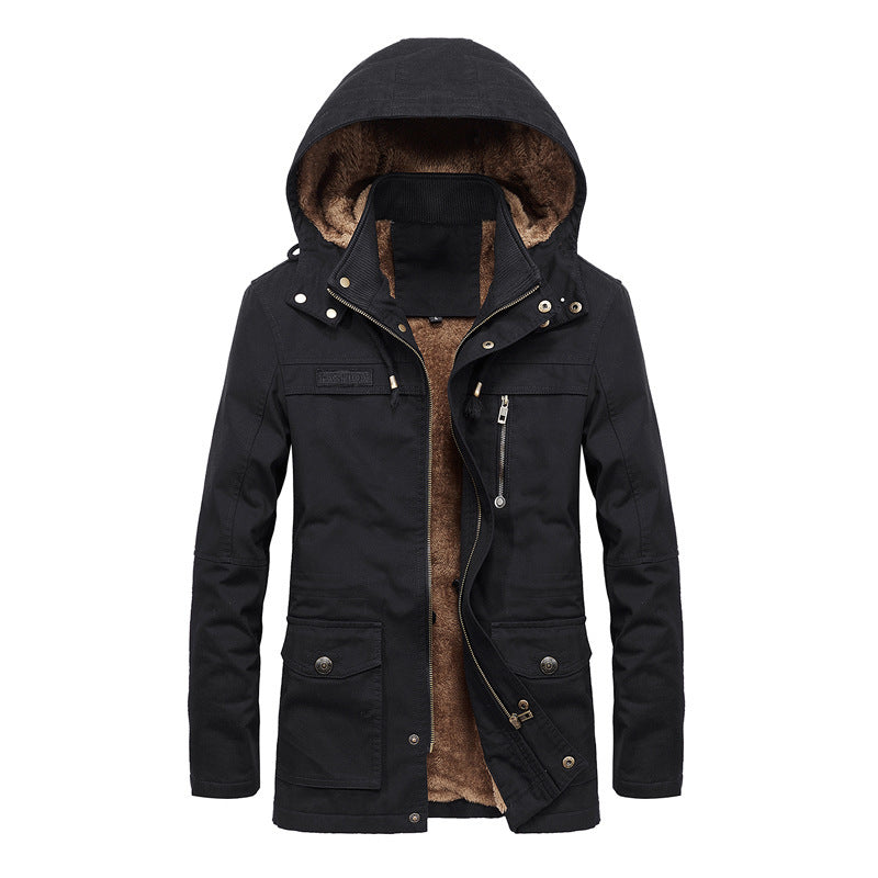 Herren Utility-Parka mit Teddyfleece-Innenfutter, versteckter Frontleiste und multifunktionalen Taschen Drune