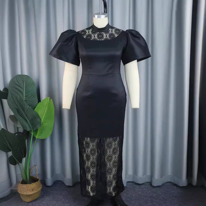 Damen Elegantes Spitze-und-Satin Abendkleid Drune