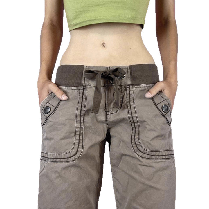Damen nan Highwaist Schlaghose mit weitem Bein, hohem Bund und Gürtelschlaufen Drune