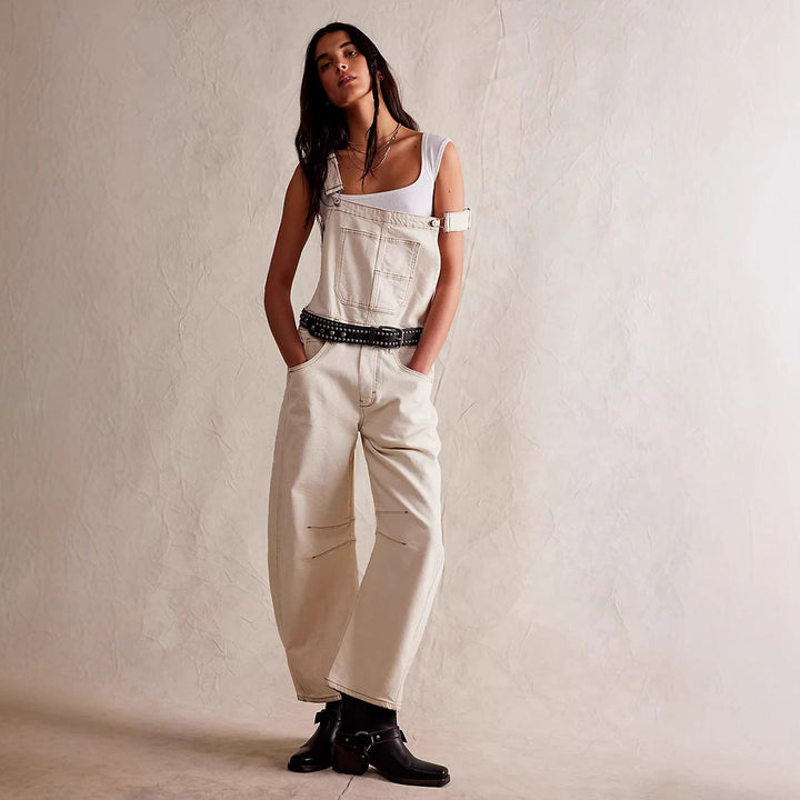 Damen lässige Denim-Latzhose im modernen Schnitt mit verstellbaren Trägern Drune