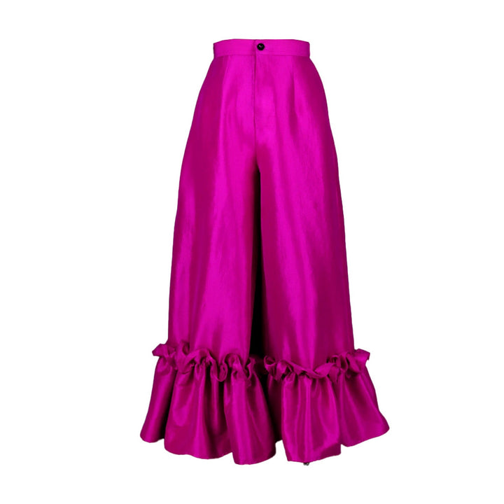 Damen Weite Satinhose mit Rüschenabschluss Drune