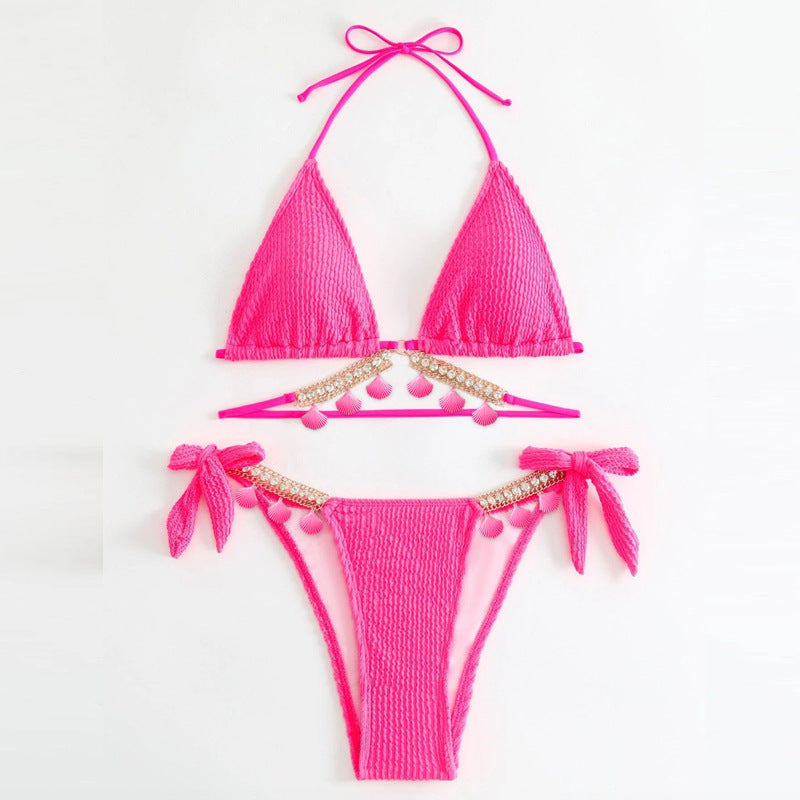 Damen Triangel-Bikini mit modischem Quastenschmuck Drune