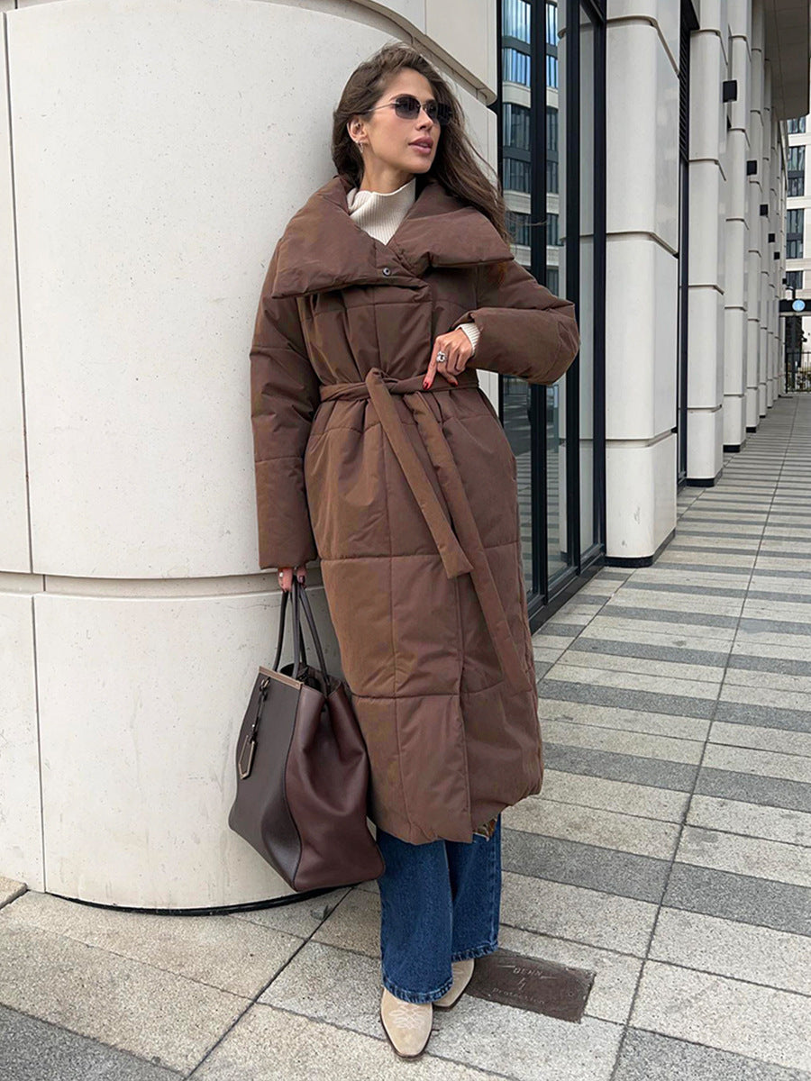 Drune | Lange Pufferjacke mit Gürtel