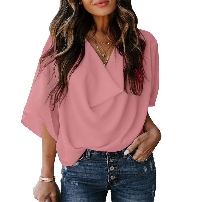 Damen Elegante Drapierte Bluse Drune