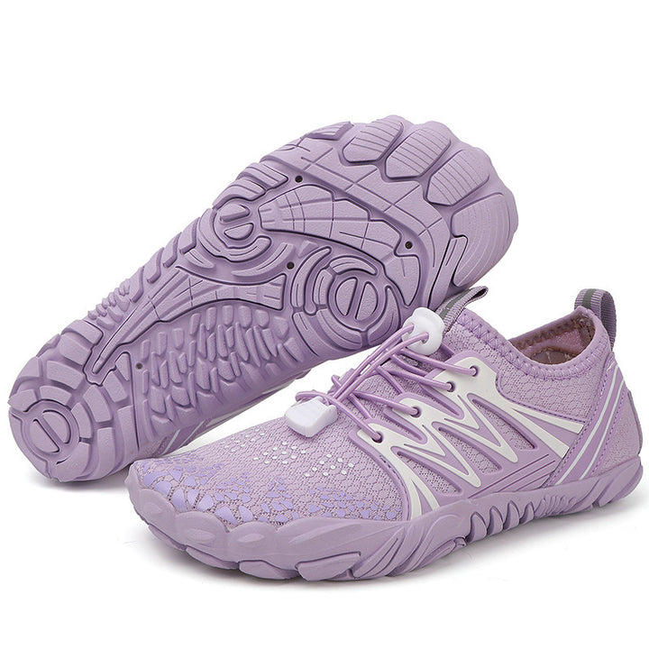 Damen leichte Wasserschuhe mit schnelltrocknendem Strickoberteil, elastischem Zugverschluss und rutschfester Profilsohle Drune
