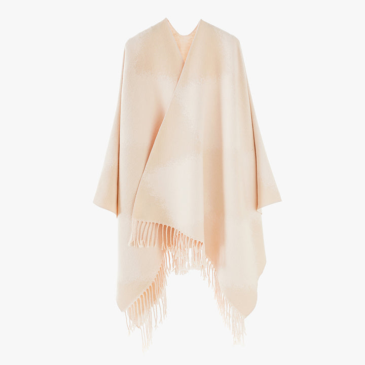 Damen Kaschmiroptik-Cape im Kimono-Schnitt mit feinem Fransensaum Drune