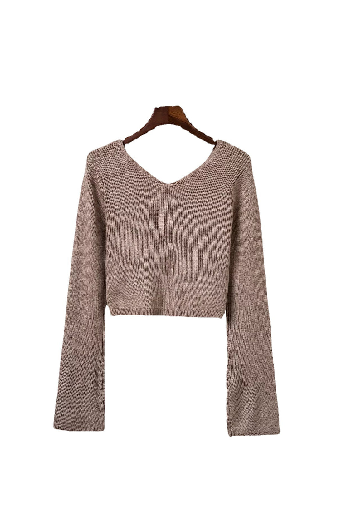 Damen eleganter croppter Pullover mit tiefem Ausschnitt und figurbetonendem Rock Drune