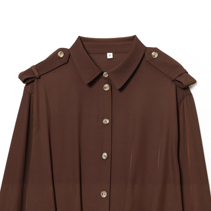 Damen nan taillierte Cropped-Hemdbluse mit Schulterklappen und Zierknopfleiste Drune