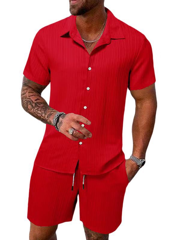 Herren Nadelstreifen Kurzarm Hemd Set Drune