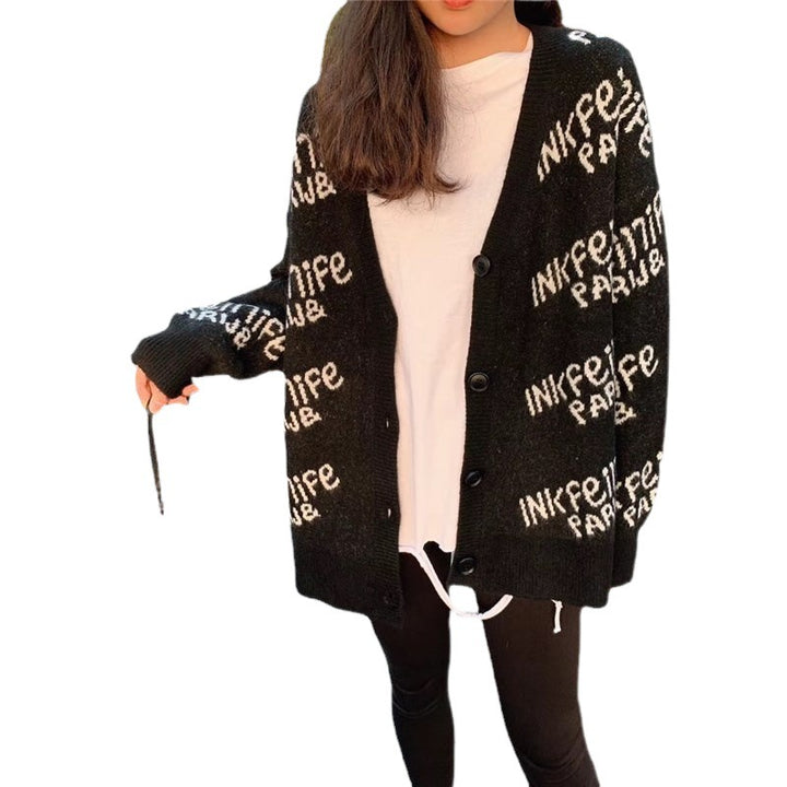 Damen kuscheliger Strickcardigan mit einzigartigem Logo-Design Drune