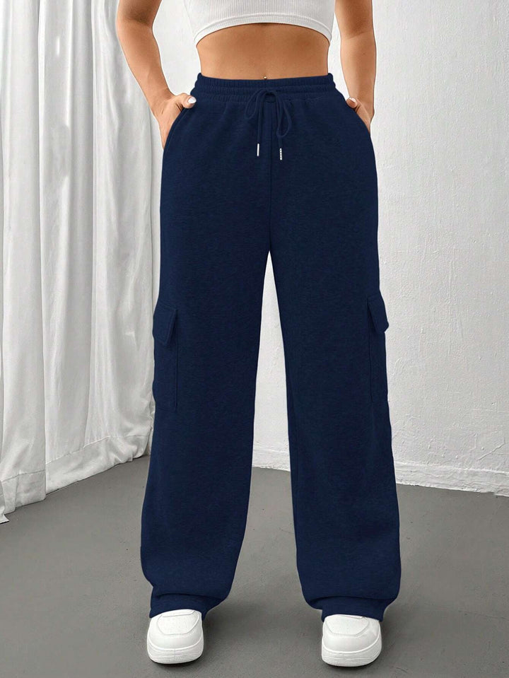 Damen Weite Cargohose im Jogger‑Stil mit Kordelzug Drune
