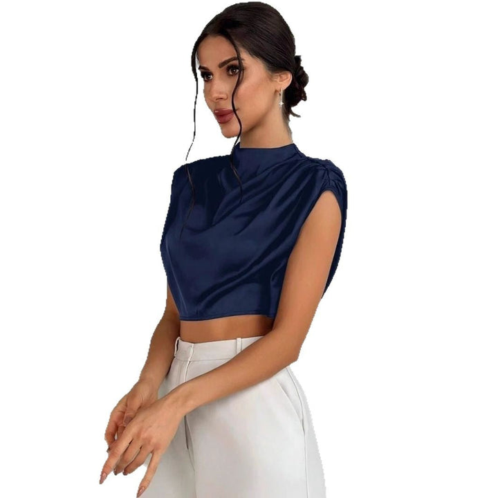 Drune | Satin Faux Seide Kurzhemd Top