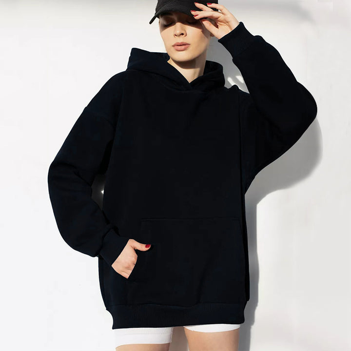 Damen nan oversized Kapuzenpullover mit Kängurutasche und dropped-shoulder Schnitt Drune