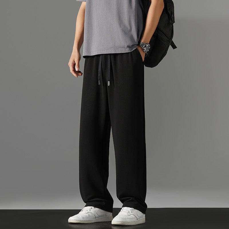 Herren weite Relaxed-Jogginghose aus French-Terry mit Kordelzug, elastischem Bund & geradem Bein Drune