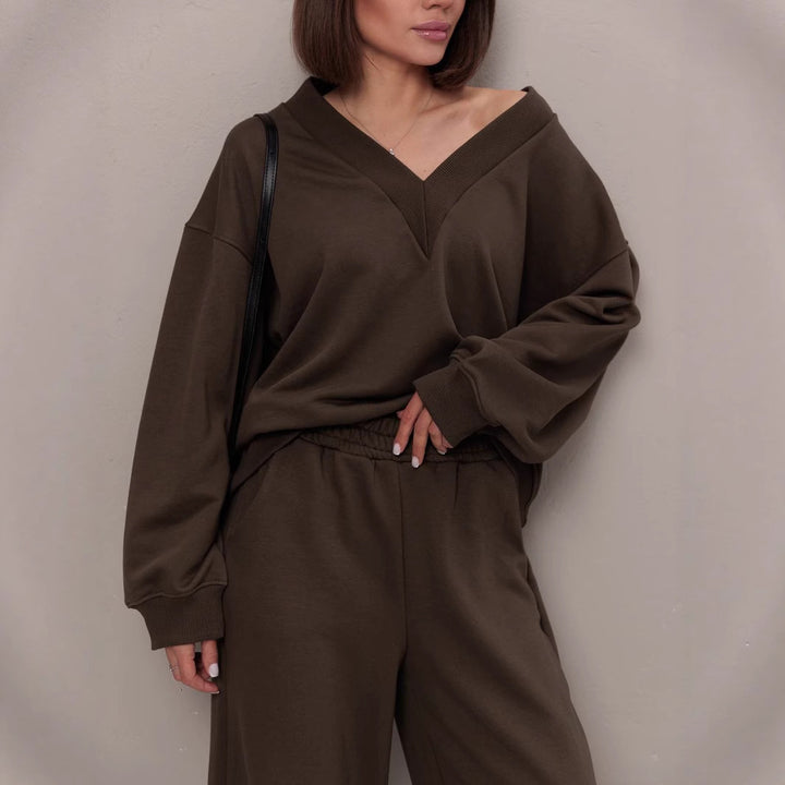 Damen lässiges Sweatshirt- und Jogginghose-Set Drune