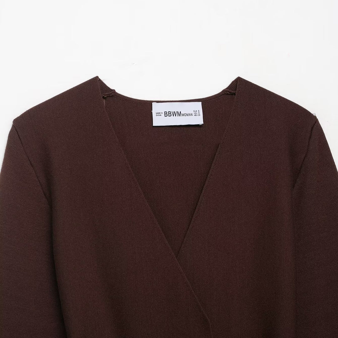 Damen elegante Wickeljacke mit Taillenbindung und weichem Stoff Drune