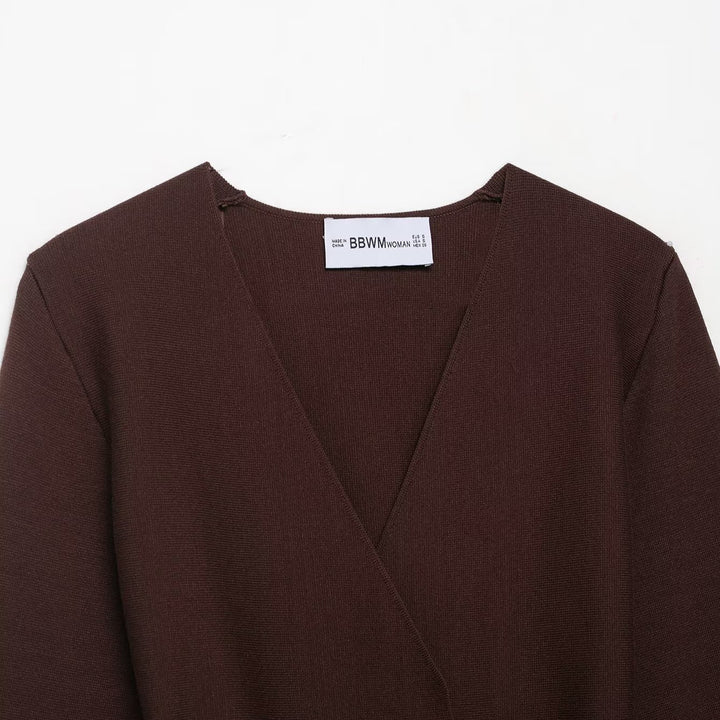 Damen elegante Wickeljacke mit Taillenbindung und weichem Stoff Drune