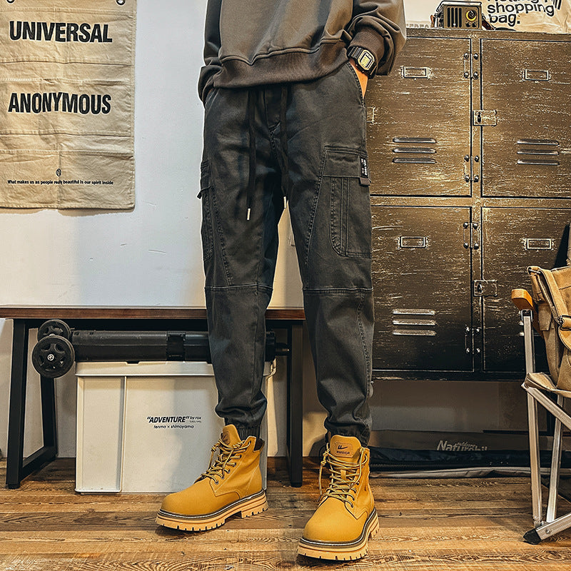 Herren Cargo-Joggerhose mit großen Pattentaschen, elastischem Bund und Gummbündchen Drune
