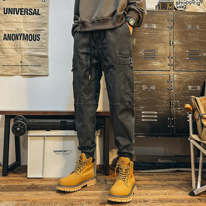 Herren Cargo-Joggerhose mit großen Pattentaschen, elastischem Bund und Gummbündchen Drune