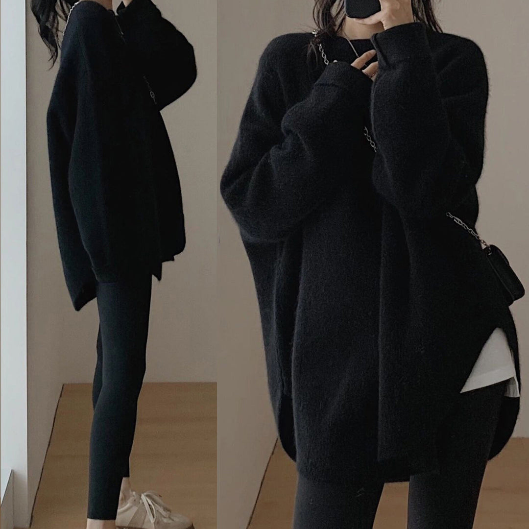 Damen Oversized Pullover im lässigen Stil mit weichem Mohairgefühl Drune