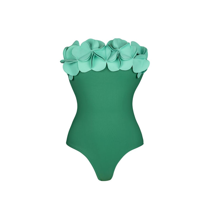 Damen Schwimmanzug mit asymmetrischem Schnitt und floralen Applikationen Drune