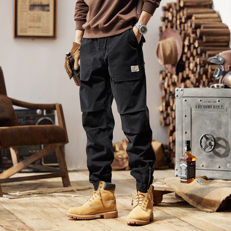 Herren Canvas‑Utility‑Jogger mit verstärkten Kniepaneelen, Klapptaschen und elastischem Knöchelsaum Drune