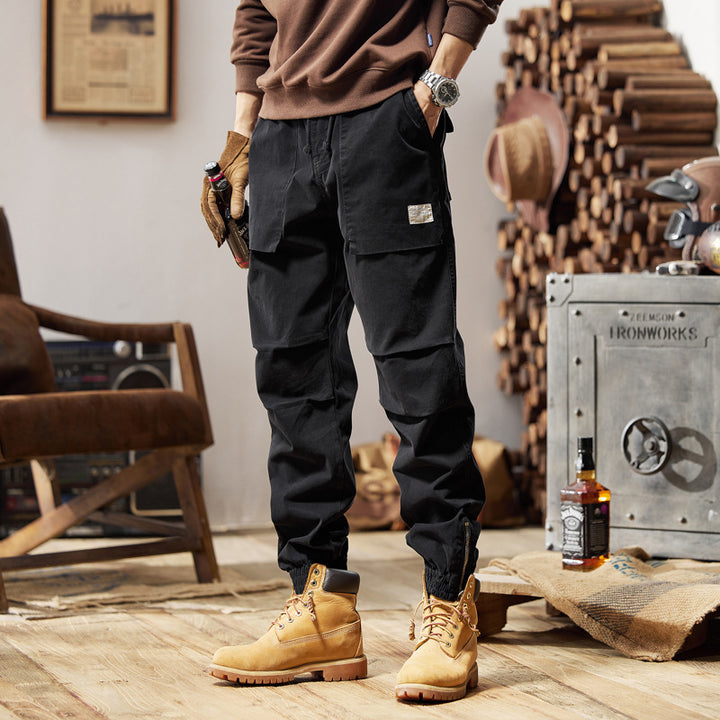 Herren Canvas‑Utility‑Jogger mit verstärkten Kniepaneelen, Klapptaschen und elastischem Knöchelsaum Drune
