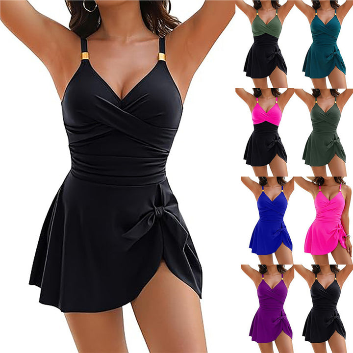 Damen Schwimmanzug mit elegantem Wickeldesign und verstellbaren Trägern Drune