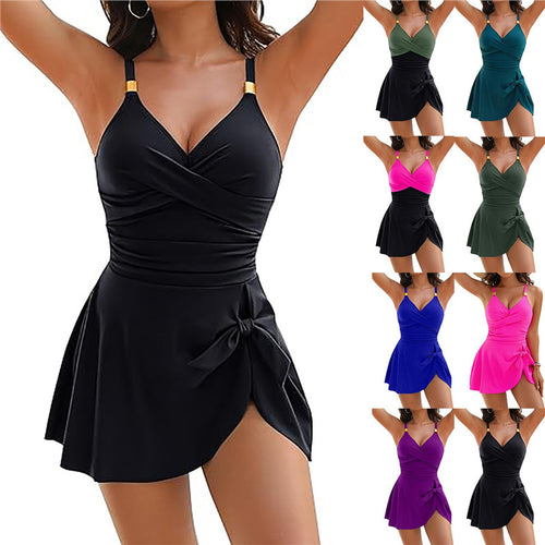 Damen Schwimmanzug mit elegantem Wickeldesign und verstellbaren Trägern Drune