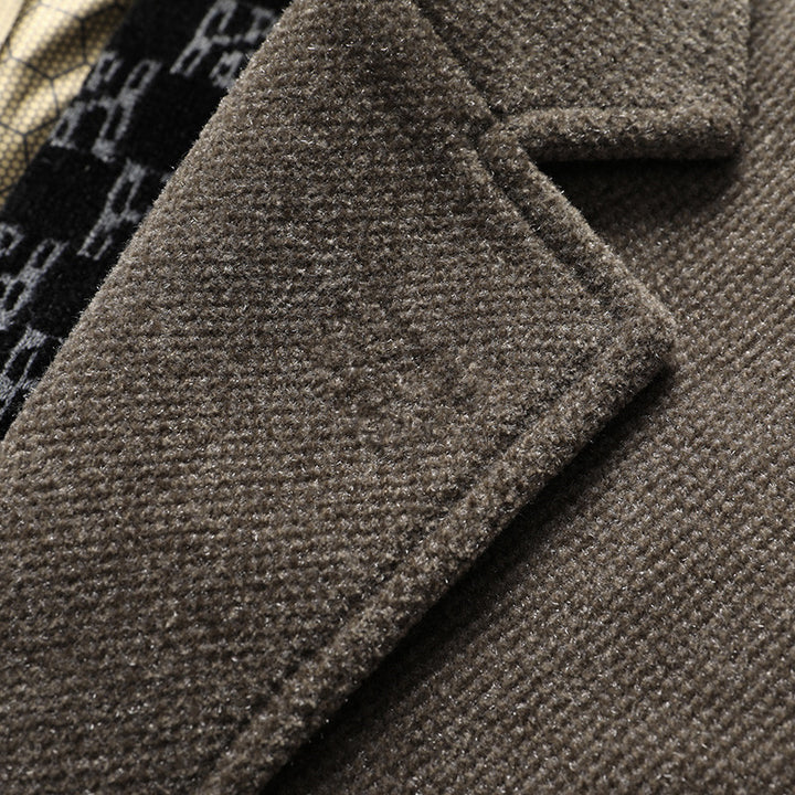 Herren Eleganter Einreihiger Wollmix-Übermantel mit gesteppter Logo-Innenblende Drune
