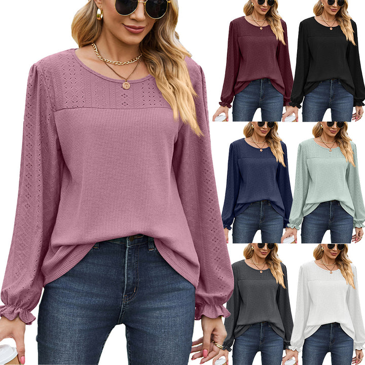 Damen Oberteil mit strukturiertem Design und eleganten Puffärmeln Drune