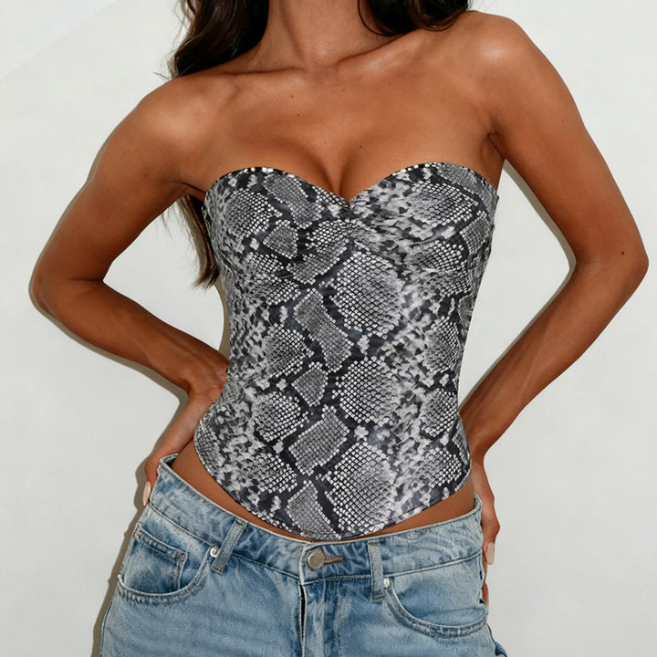 Damen Crop-Top im Schlangenleder-Look Drune