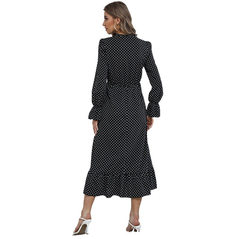 Damen Elegantes Midikleid mit Punktmuster Drune