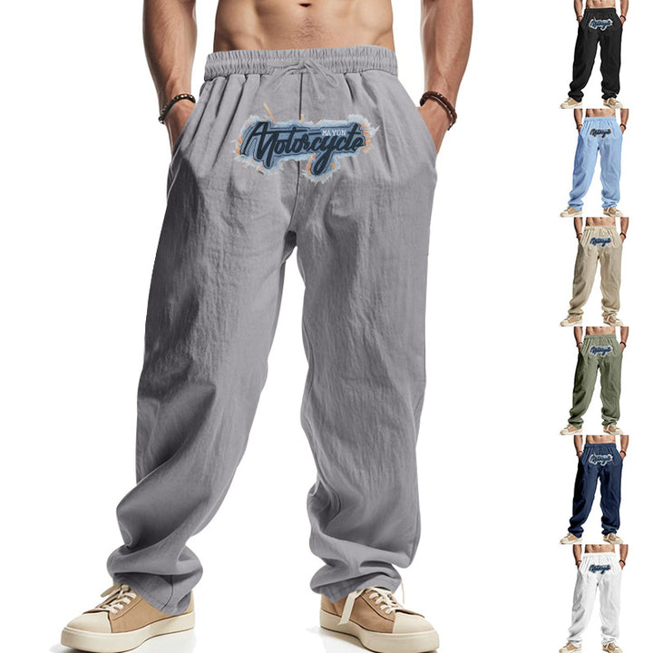 Herren lässige Freizeithose mit elastischem Bund und aufgesticktem Design Drune