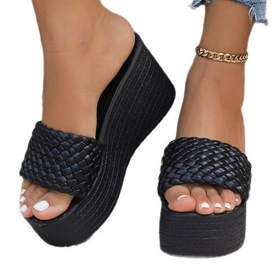 Damen Wedge-Pantoletten mit geflochtenem Obermaterial und komfortabler Sohle Drune