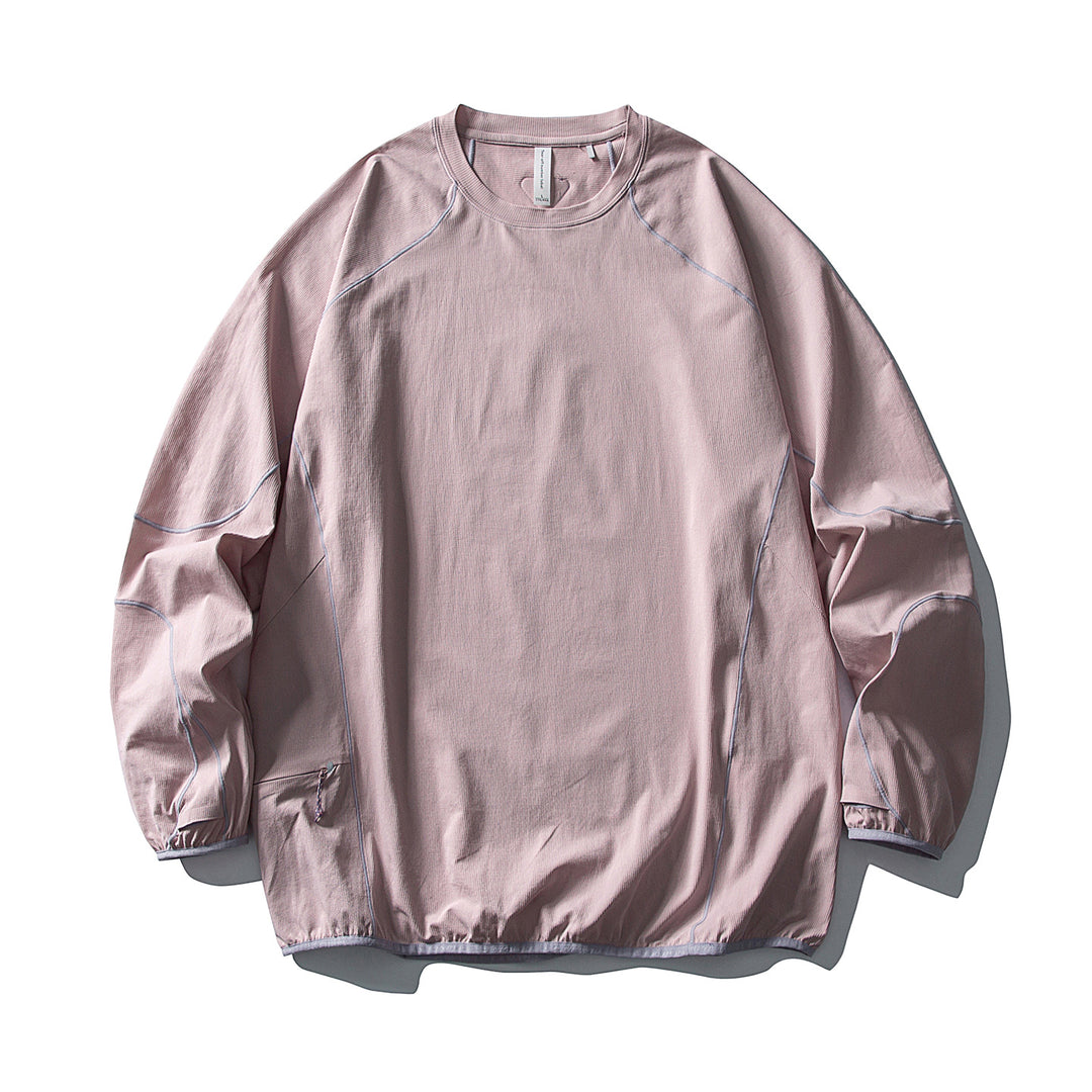 Unisex Technischer Oversize Rundhals-Pullover mit Flatlock-Nähten und seitlicher Reißverschlusstasche Drune