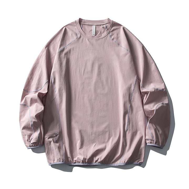 Unisex Technischer Oversize Rundhals-Pullover mit Flatlock-Nähten und seitlicher Reißverschlusstasche Drune