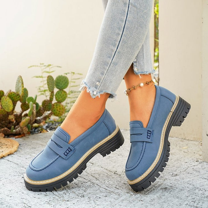 Damen Klassische Loafer mit robuster Profilsohle und gepolstertem Komfortfußbett Drune