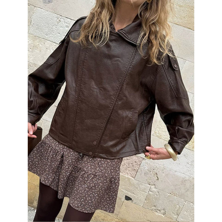 Damen Trendige Lederjacke im urbanen Stil Drune